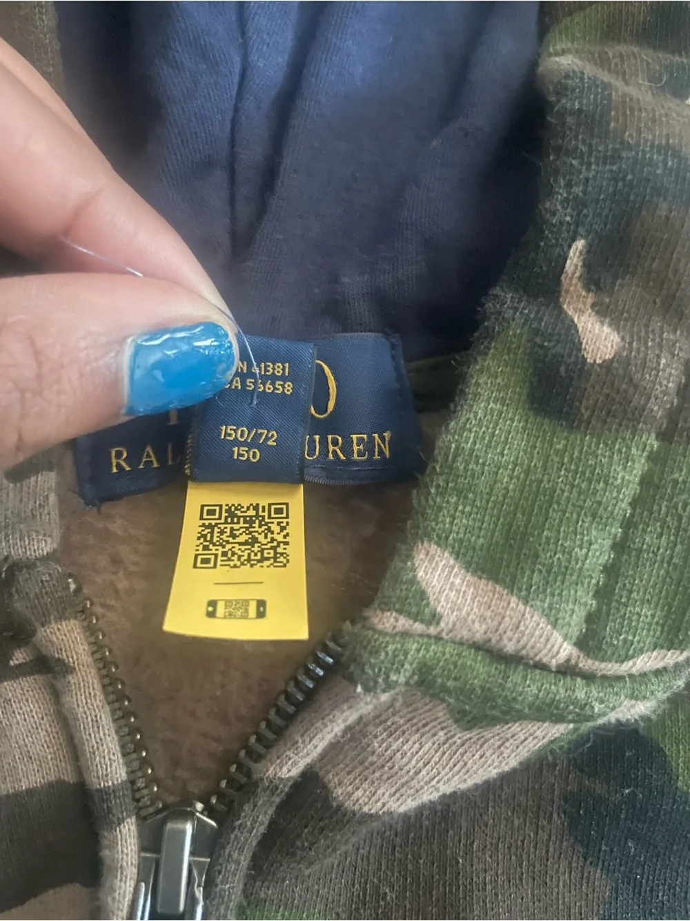 Polo by Ralph Lauren Men's Green Camo Zip-Up Hoodie Jacket